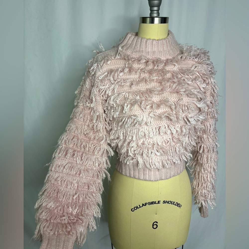 Urban Outfitters Pale Pink Stringy Pom Pom Sweater Top X Small